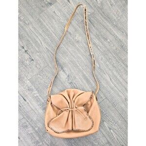 Vintage 1980s Carlos Falchi Butterfly Crossbody Bag Tan Leather & Genuine Python